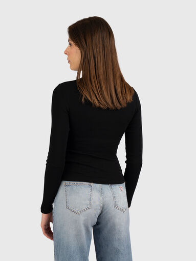 Black blouse with a polo collar  - 3