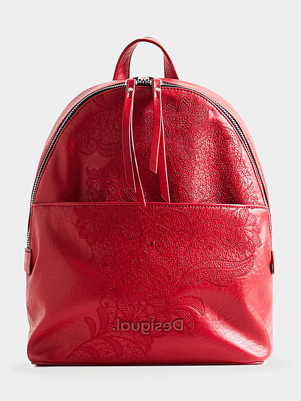 Black bakcpack with floral embroideries - 1