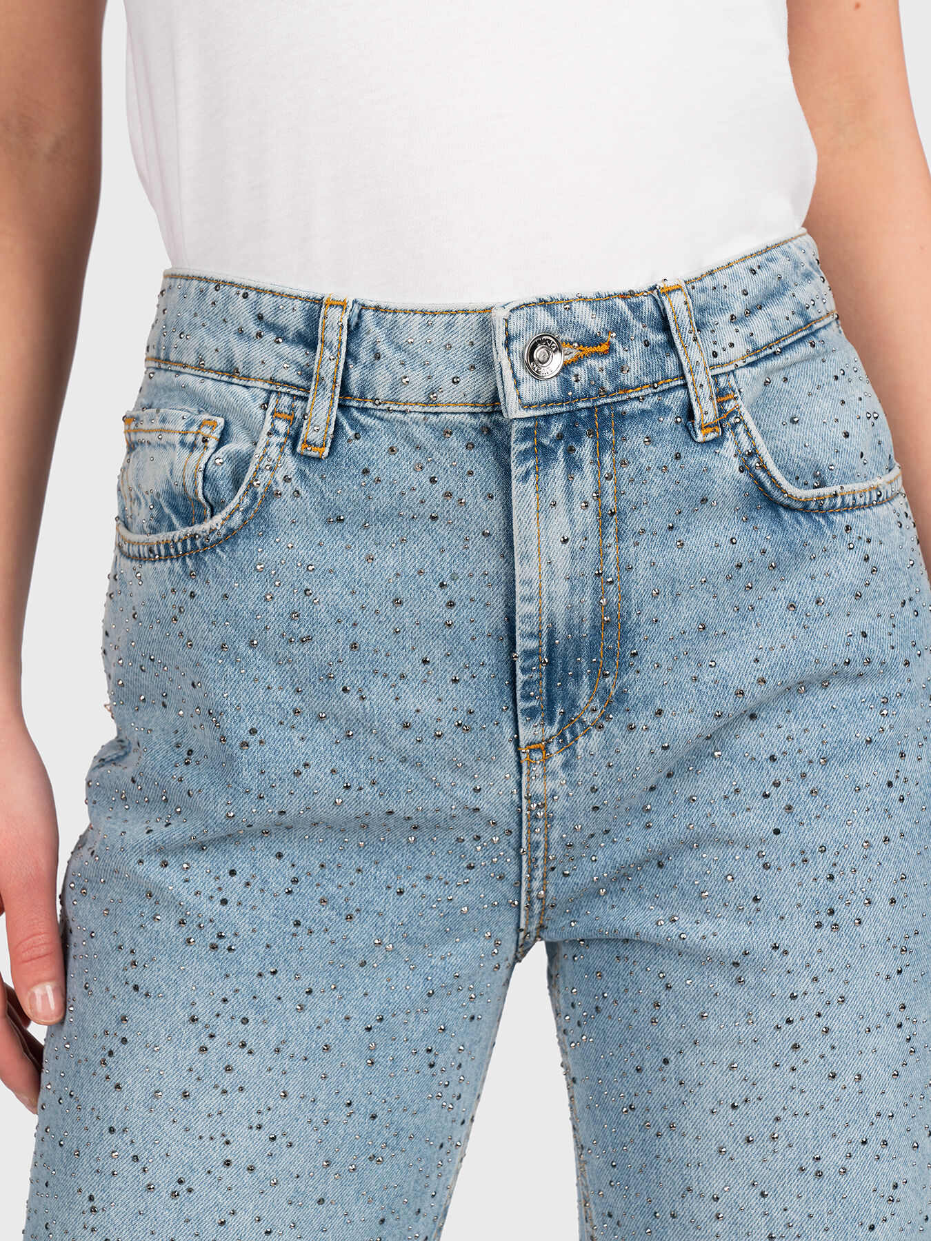 Cropped jeans with rhinestones brand LIU JO
