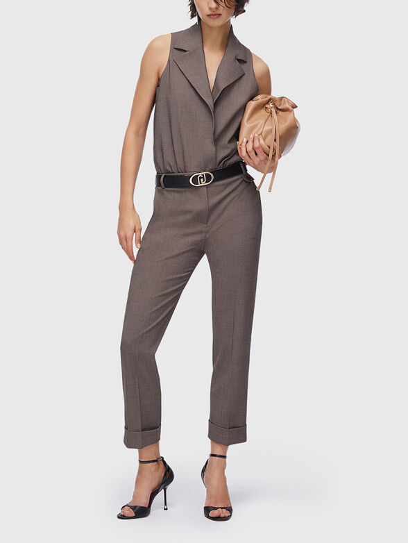 Melange  fabric pants - 4