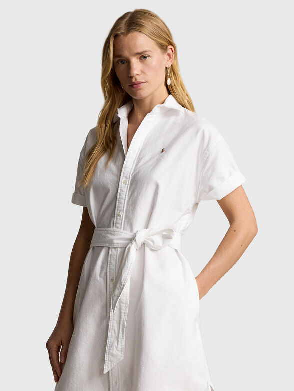 Oxford dress with short sleeves and belt - 3