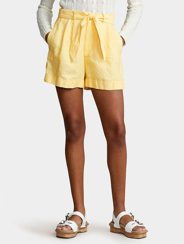 Yellow linen shorts - 1