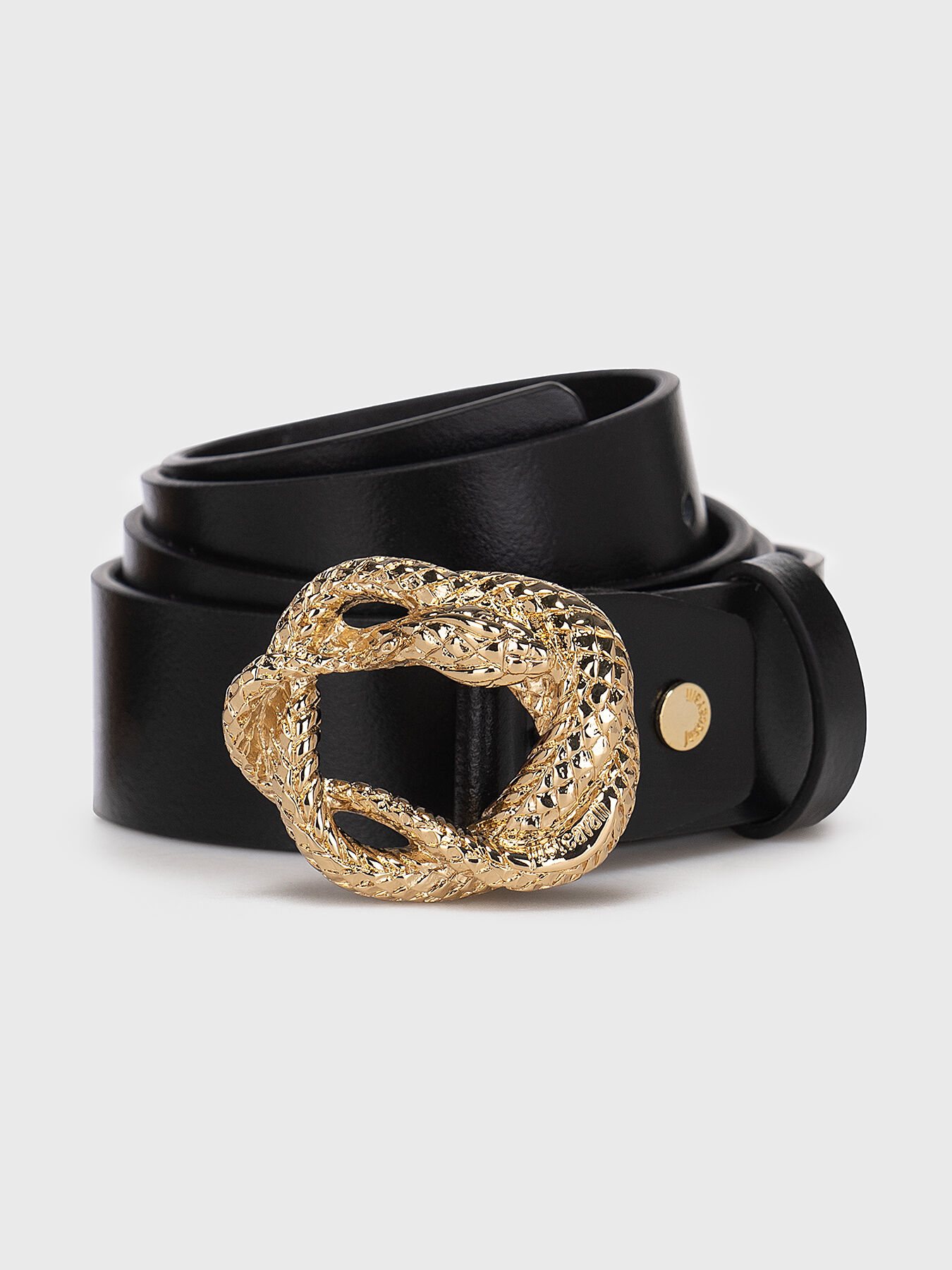 Leather belt with snake buckle brand Just Cavalli