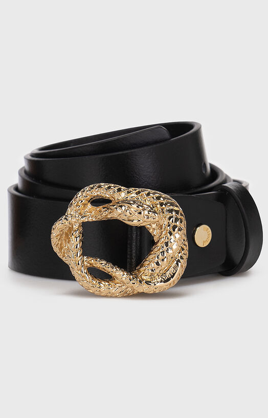 NEW! Just Cavalli Beige Leather Belt with Triangle Snake Buckle Just Cavalli | Accessories | New Just Cavalli Beige Leather  main image 4