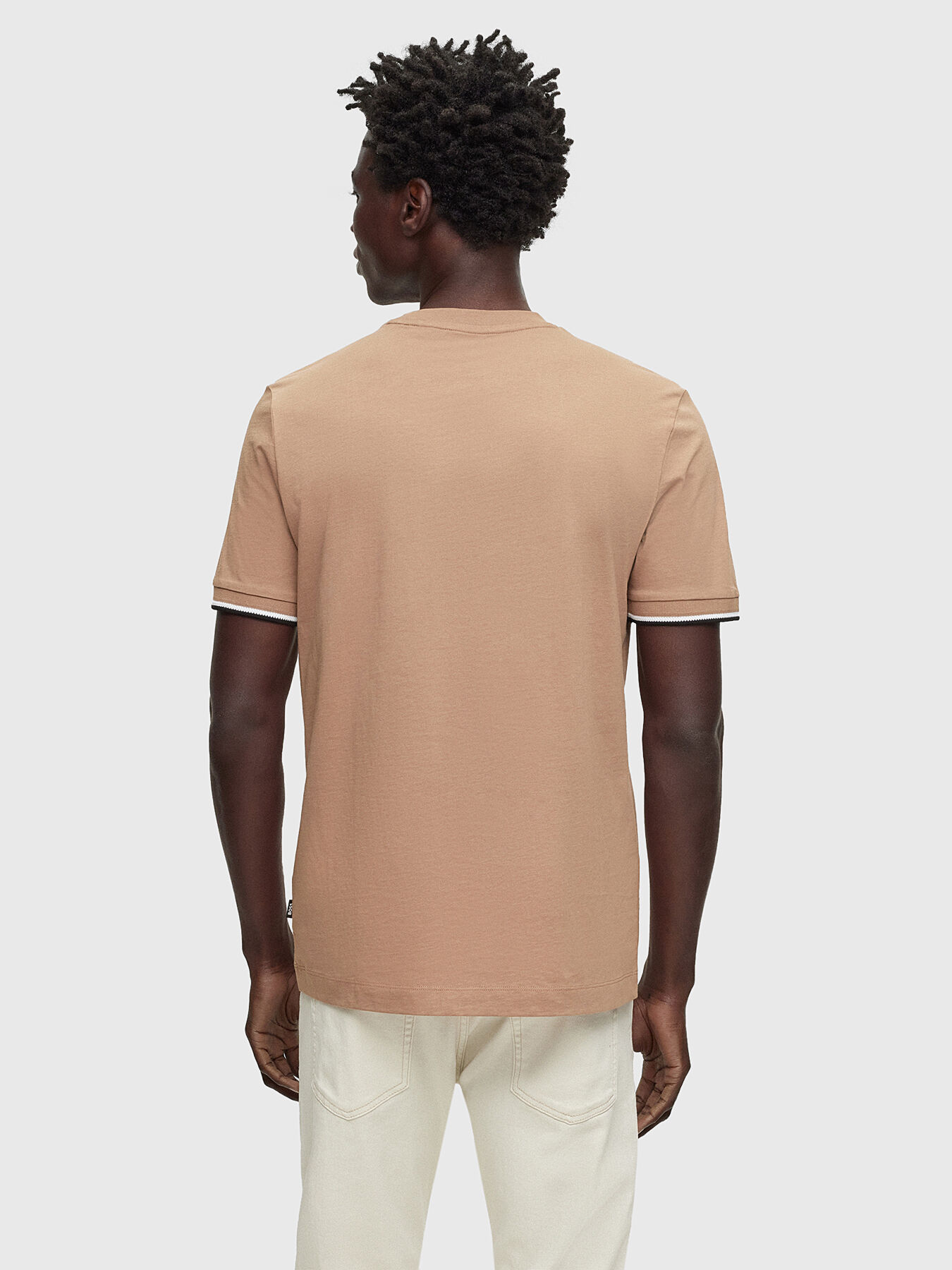 THOMPSON 04 beige cotton T-shirt brand BOSS