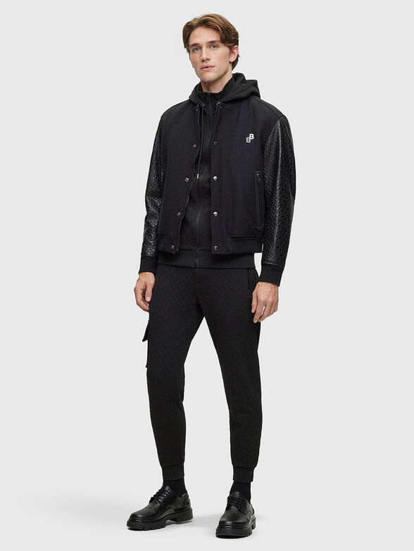 Bomber jacket with leather sleeves - 2