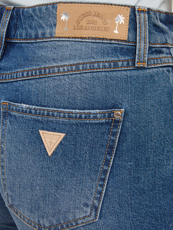 Denim shorts with logo patch - 3