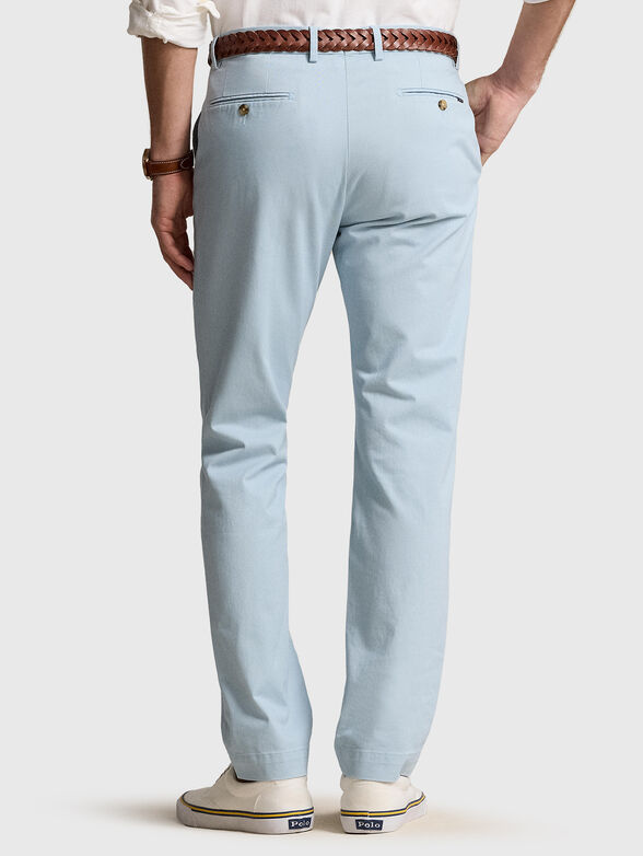 Light blue cotton blend trousers - 2