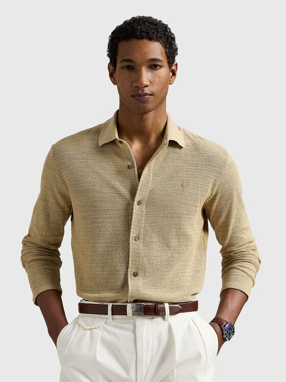 Textured cotton and linen shirt - 1