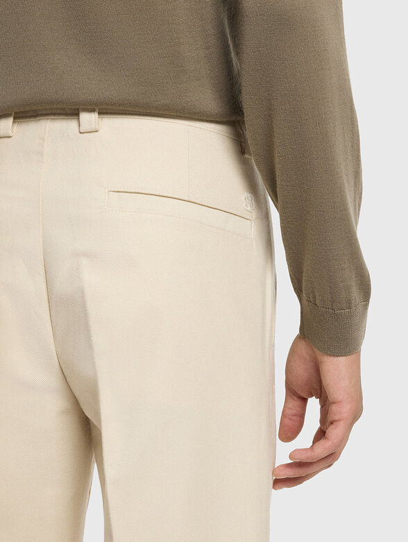 Straight fit cotton blend trousers - 3