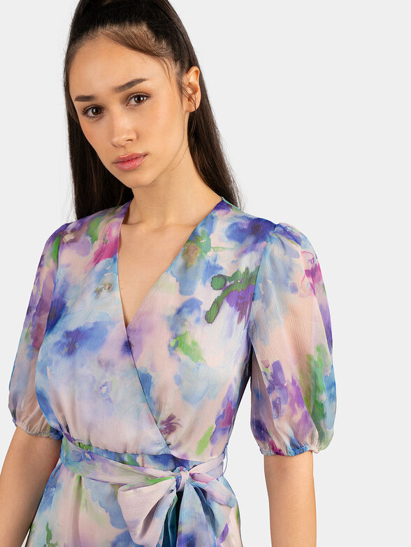Dress with floral print and buffan sleeves  - 4