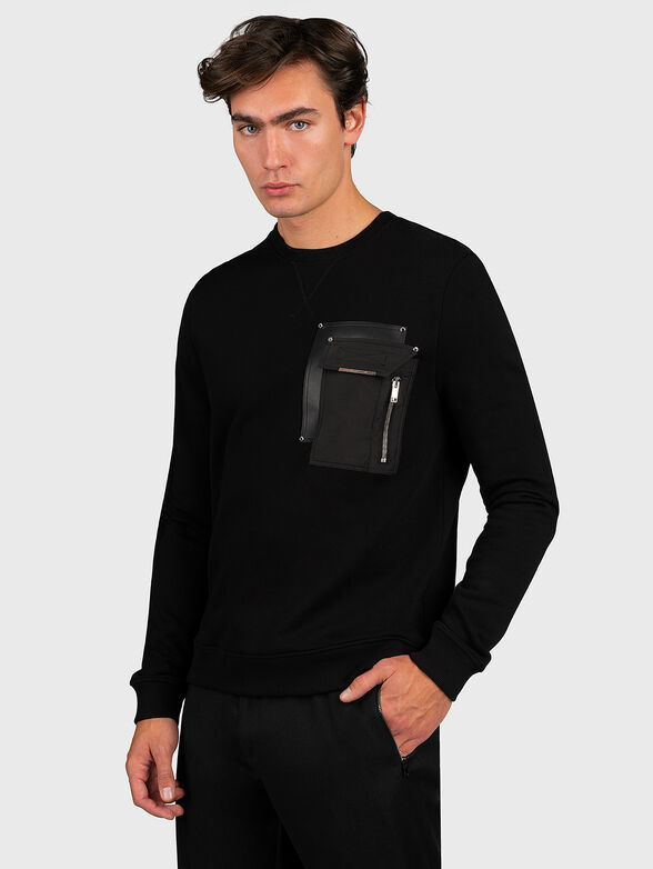 Sweater with leather detail - 1