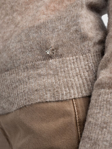 Sweater with translucent sheer and oval neckline - 5