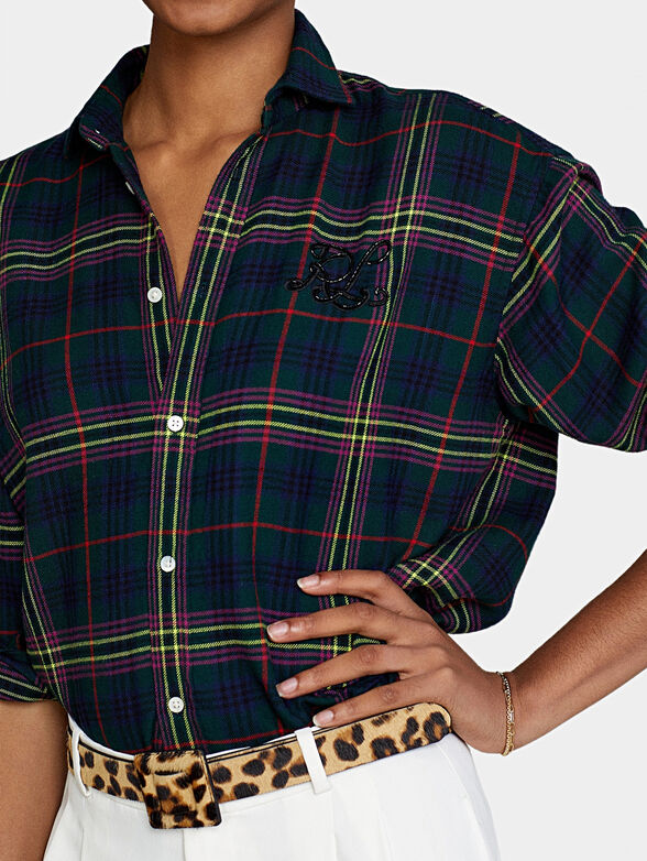 Plaid shirt with logo embroidery - 3