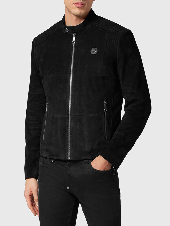 Beige suede biker jacket - 1