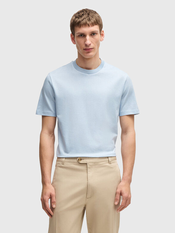 Cotton T-shirt with oval neckline - 1