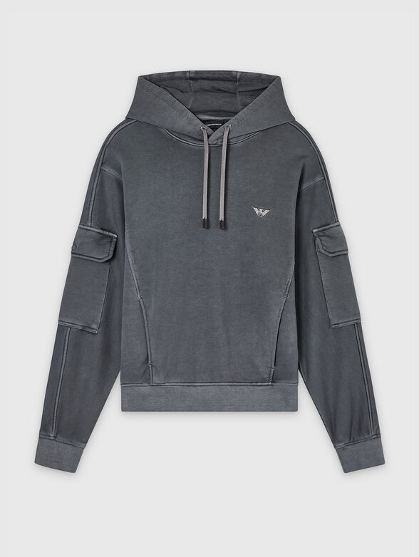 Cotton hoodie with accent pockets - 1