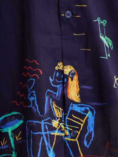 MIAMI blue shirt with contrasting print - 5