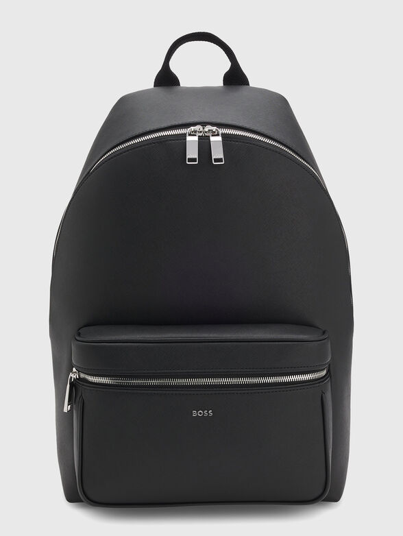 Black leather backpack - 1