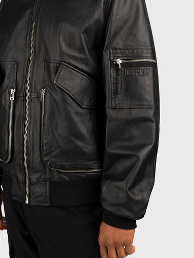 Leather bomber jacket - 5