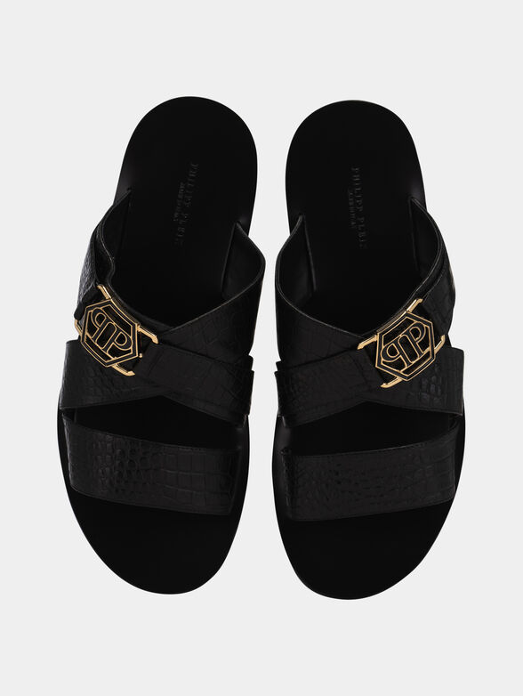 Sandals with golden logo buckle - 6