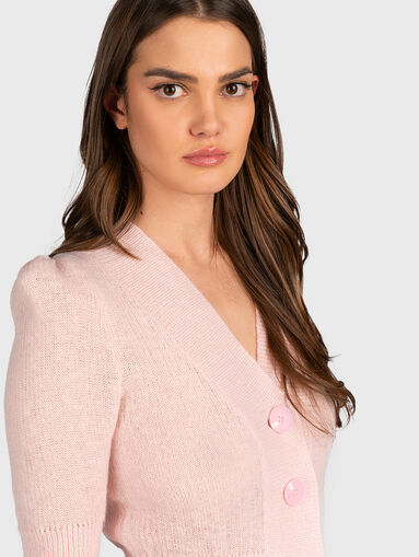 MATHILDE pink cropped cardigan - 5