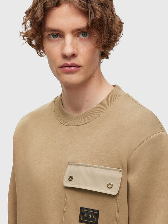 Cotton blend sweatshirt with accent pocket - 4