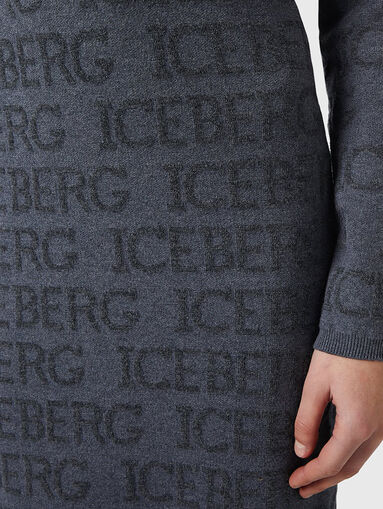 Wool blend midi dress with monogram logo - 4