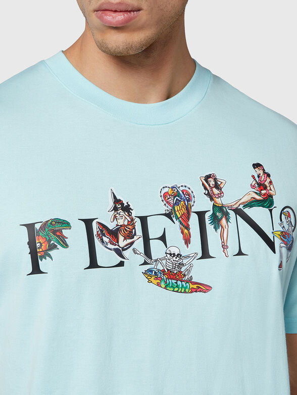 HAWAII blue cotton T-shirt with print - 4