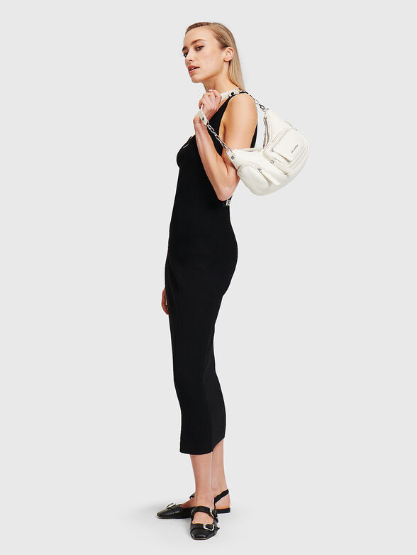 Black slim dress with logo detail - 4