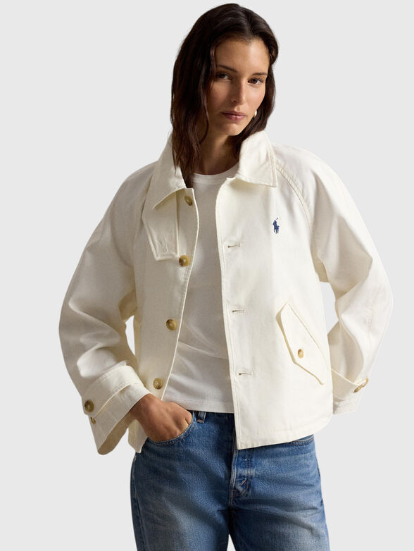 White cotton jacket with a high collar - 2