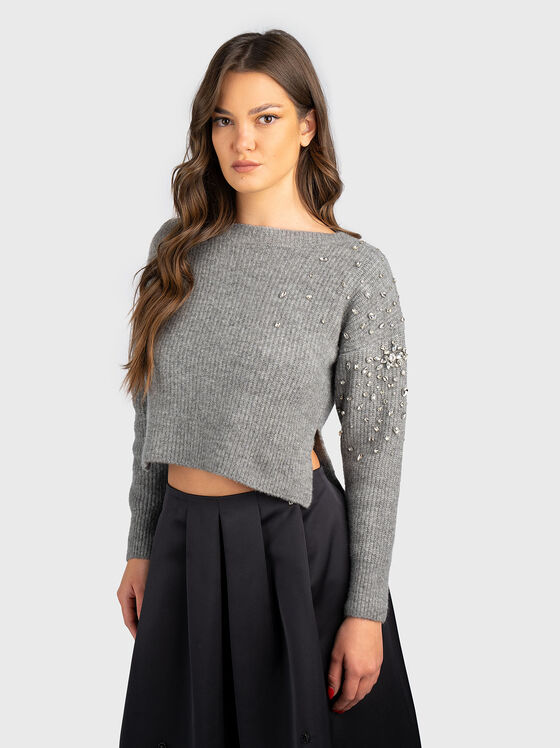 Wool blend sweater with rhinestones - 1