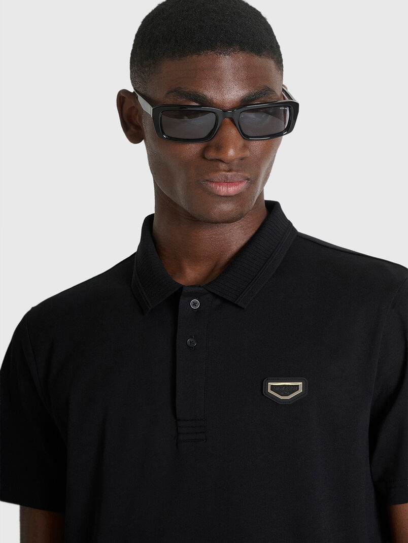 Cotton polo shirt in black - 3