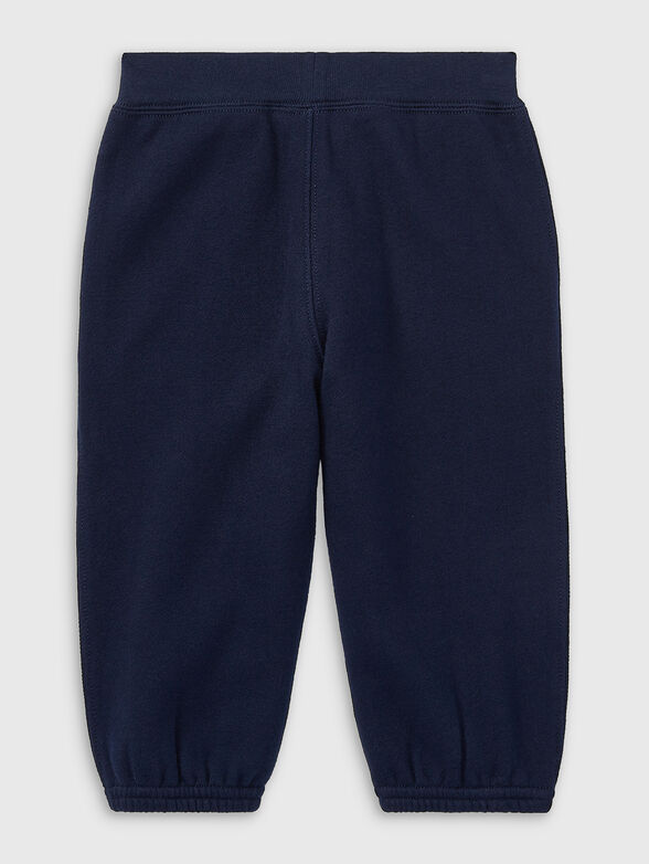 Blue sweatpants with contrasting logo embroidery - 2