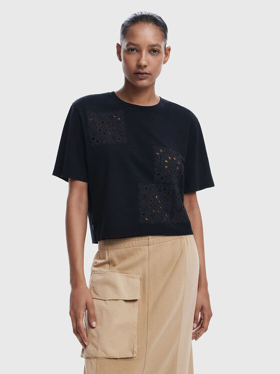 Black T-shirt with perforations - 1