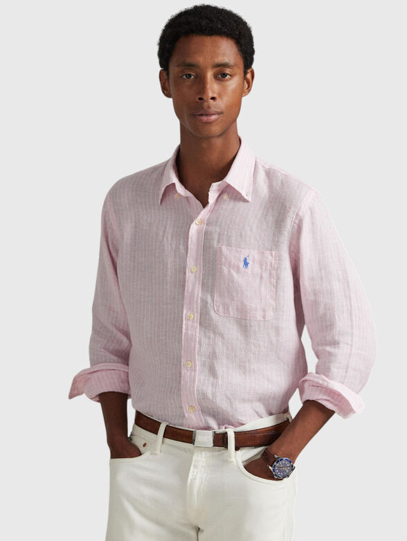 Linen shirt with logo embroidery - 1