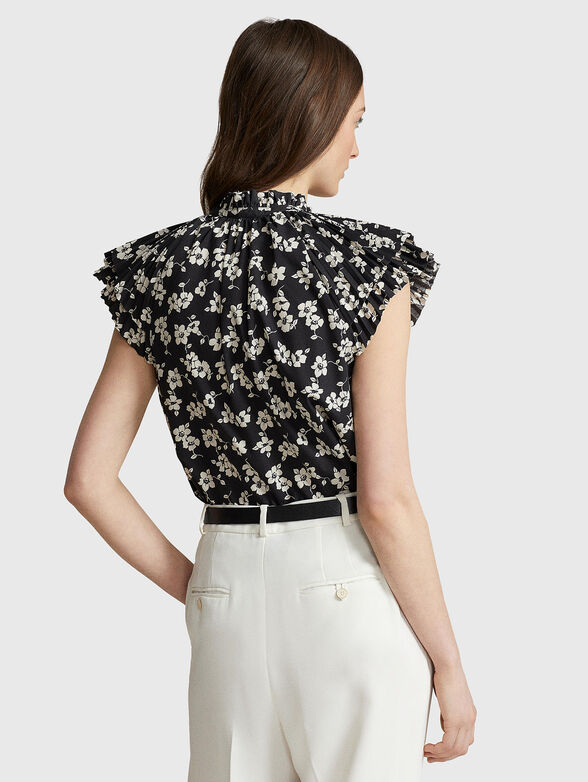 Blouse with accent sleeves and contrasting print - 3