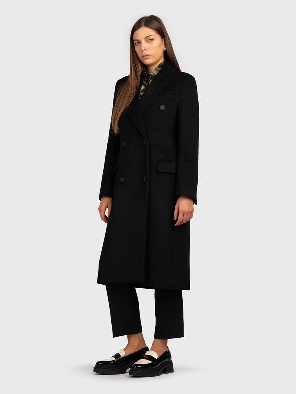 Black wool blend coat - 1