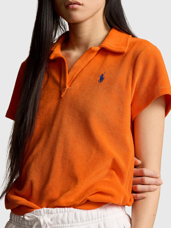 Orange plush polo shirt - 4
