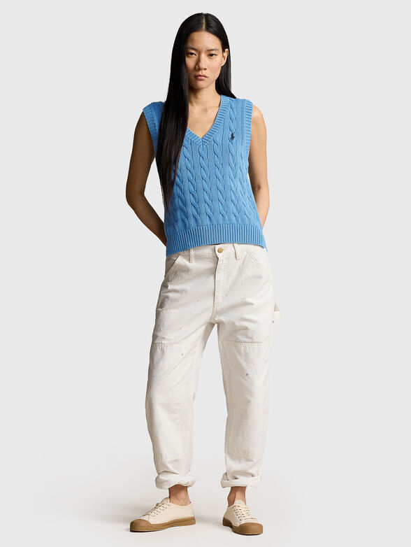 V-neck sleeveless knitted sweater - 2