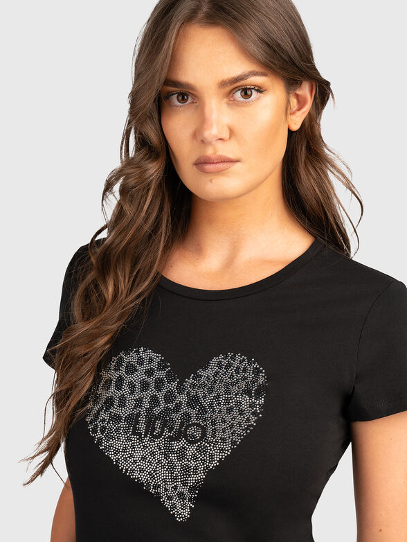 T-shirt with rhinestones and logo - 4