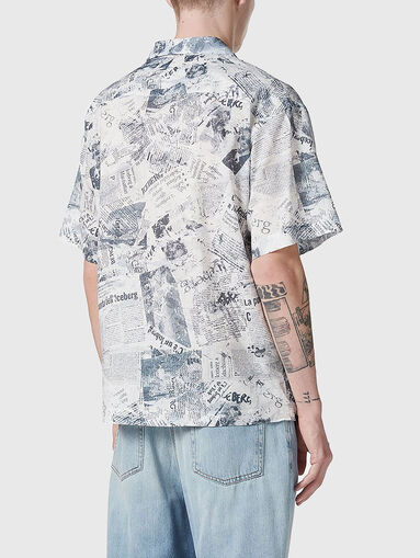 Short sleeve linen shirt with accent print - 3