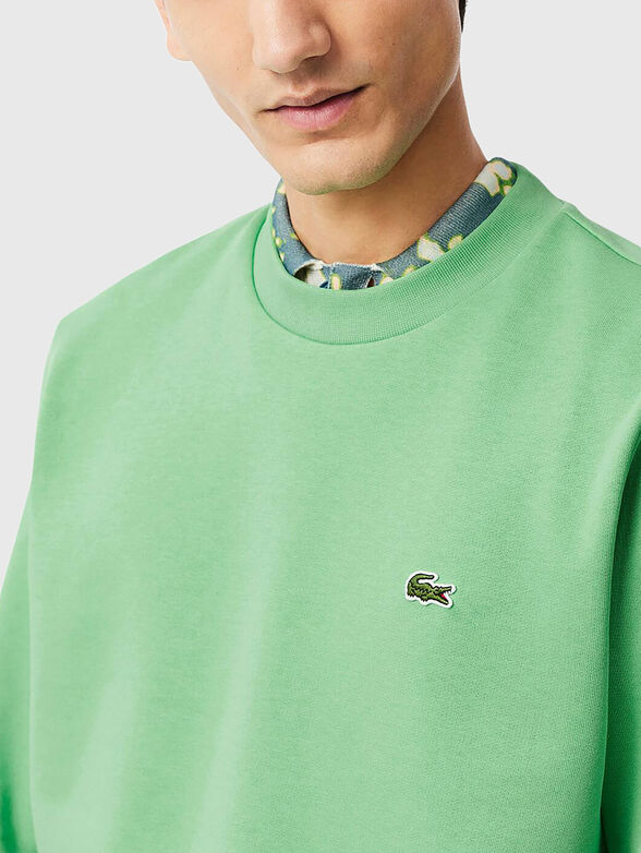 Cotton sweatshirt with logo in green - 4