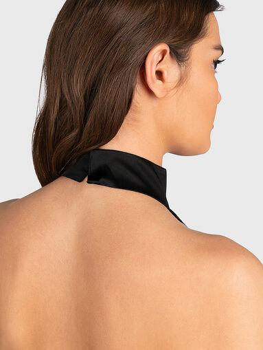 Black satin top with accent back - 4