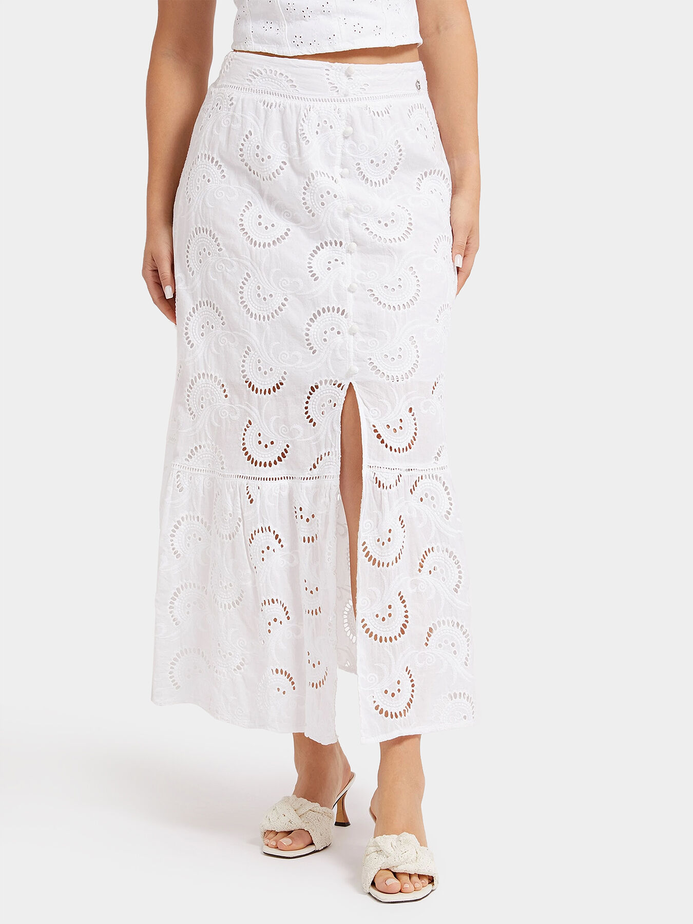 SMERALDA maxi skirt with embroidery brand GUESS Globalbrandsstore en