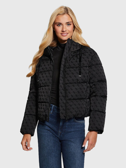 DAISY black puffer jacket with monogram print