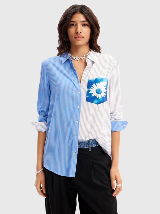 Viscose shirt with striped print  - 1