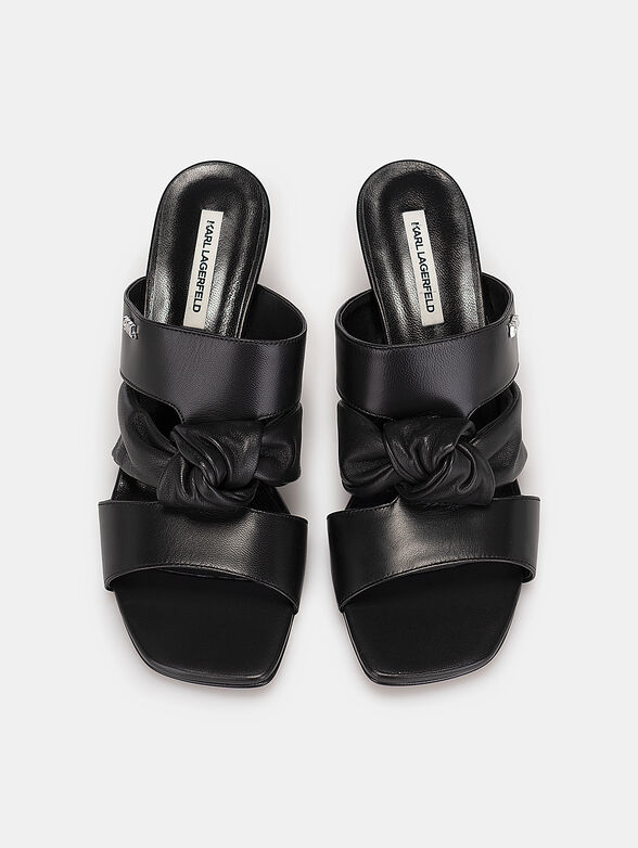 Black leather heeled sandals PANACHE - 6