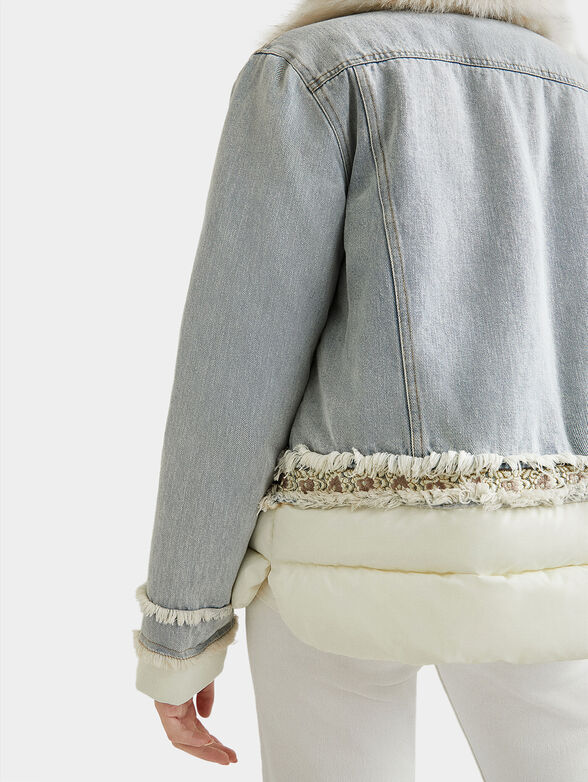 Denim jacket with faux fur collar - 6