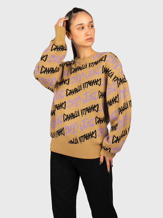 Пуловер с монограмен лого ефект  - 1